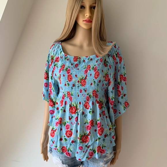 Tops - WOMENS FLORAL BOHO TOP SZ L